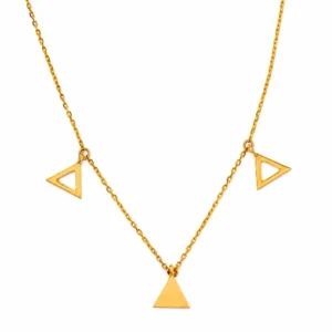 Triple Triangle Charm Gold Necklace
