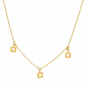 Triple Square Charm Gold Necklace