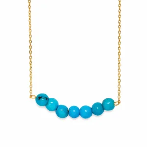 Turquoise Bead Bar Gold Necklace
