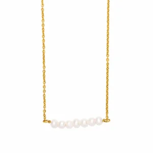 Pearl Bar Gold Necklace