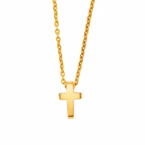 Polished Cross Pendant Gold Necklace