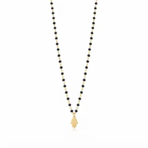 Hamsa Necklace with Black Beads