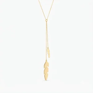 Double Feather Drop Necklace