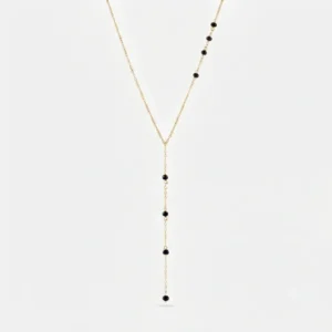 Black Bead Y-Drop Necklace