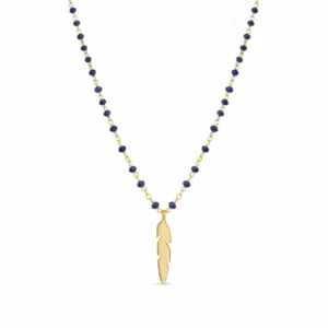 Blue Bead Feather Necklace