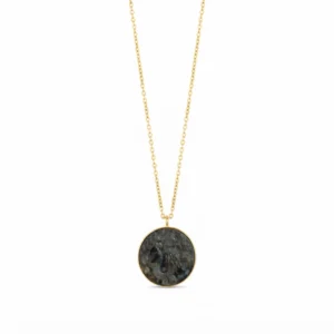 Round Dark Stone Pendant Necklace